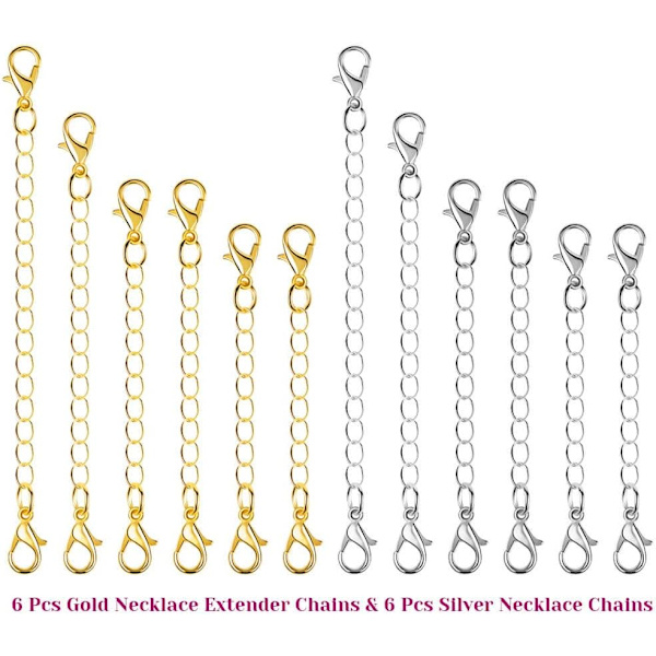 12 st kedjeförlängare smyckeshalsband hummerklor och stängningar för halsband armband smyckestillverkning