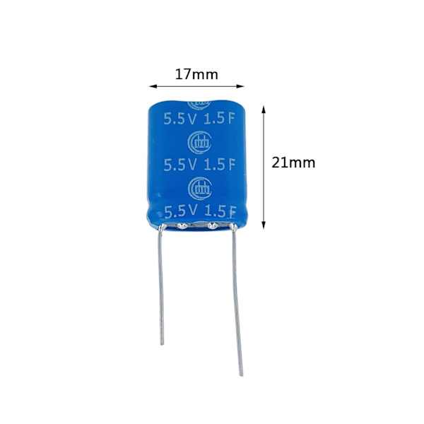 2 kpl 8.5X17X21mm Superkondensaattori 5.5V 1.5F Super Farad -kapasitanssi Käämitystyyppinen energian varastointi ajoneuvon varmuuskopiointiin 1.5F