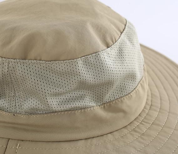 Utomhus UPF50+ Mesh Solhatt Bred Brätte Fiskehatt med Nackskydd KHAKI