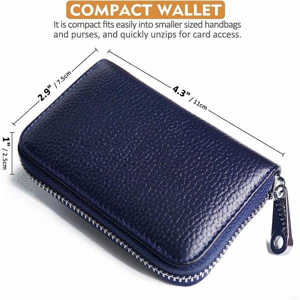 Kreditkortshållare RFID-blockerande äkta läder Mini Kreditkortsväska med dragkedja