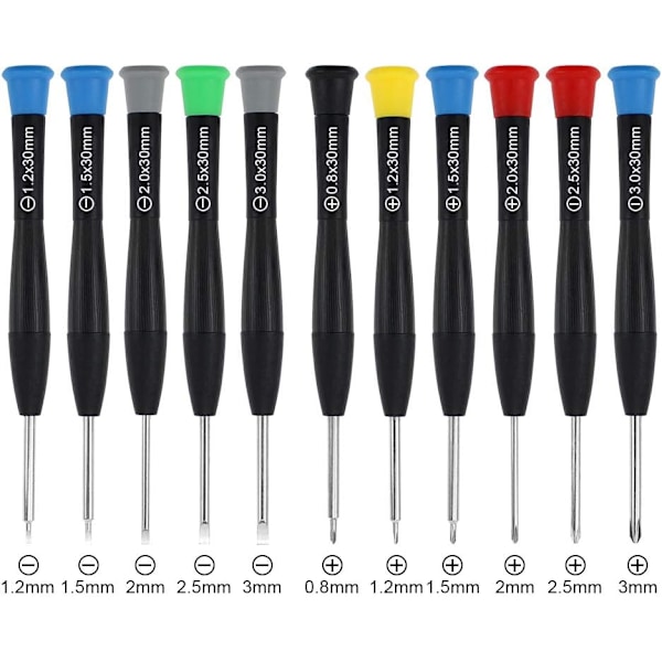 11-delad skruvmejsel reparationsset platt huvud magnetisk professionell mikro reparationsverktygssats för klocka iPhone smycken glasögon armband PC reparation