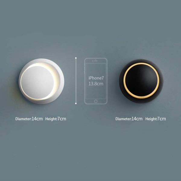 LED Væglampe Roterbar 350 Grader Moderne Indendørs Væglampe Justerbar Vinkel Væglampe, Varm Hvid (5W, Sort) black