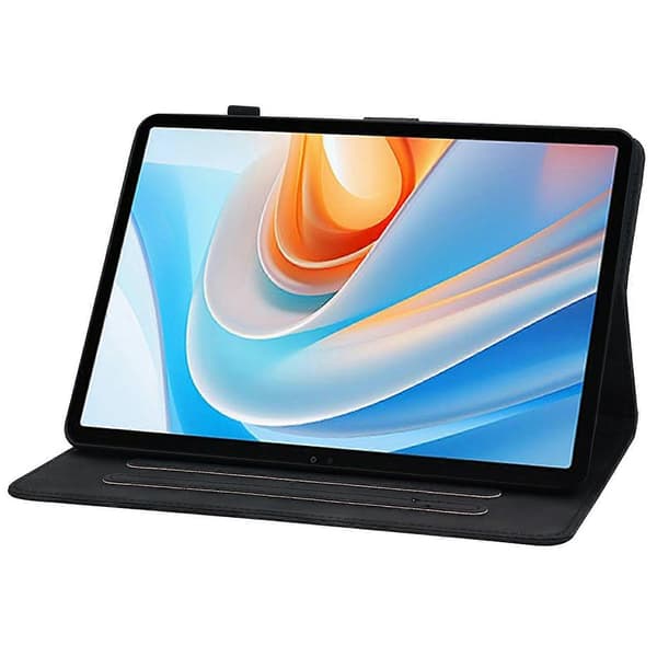 Til itel VistaTab 30 Etui Lily Blomst Prægning Kort Slots Læder Tablet Cover - Sort