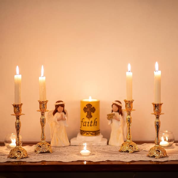 Guldfärgade ljusstakar set om 2, för 2,2 cm Shabbat-kronljus Gold