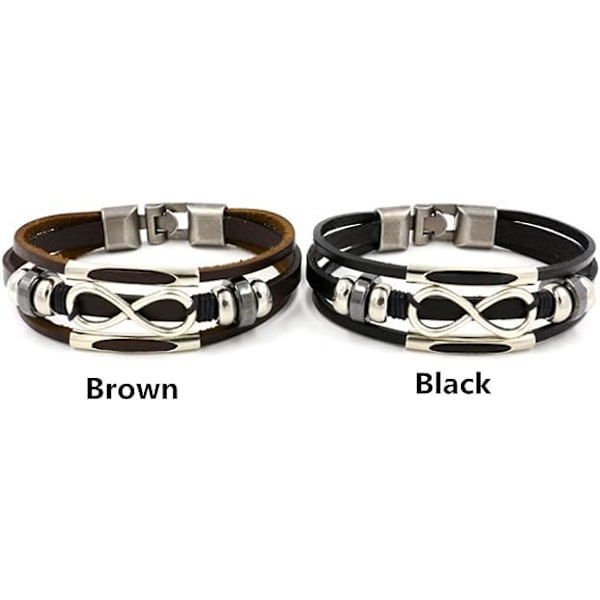 Punk Alloy Läderarmband med Rostfritt Stål Spänne Herr, Dam (21cm) Brun