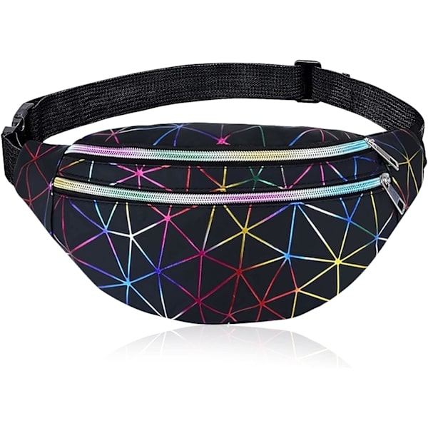 Holografinen vyölaukku, geometrinen laser vedenpitävä rintapakkaus, värikäs kiiltävä vyölaukku matkustamiseen, juhliin, urheiluun, vaellukseen, päivittäiseen käyttöön