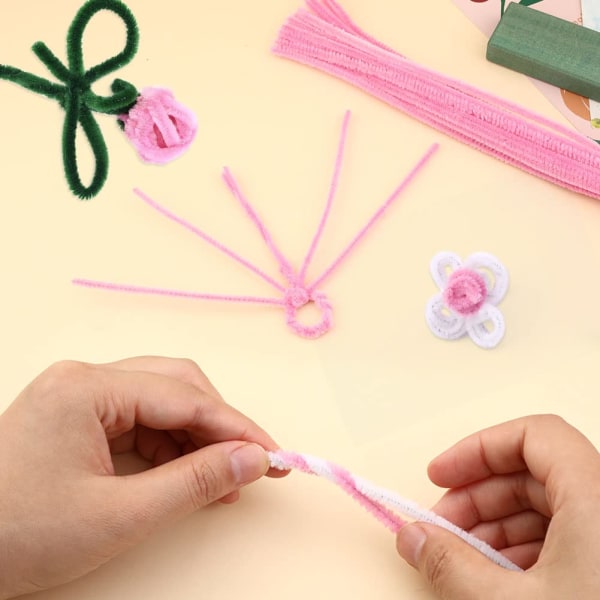 100 stycken piprensare, enfärgade piprensare för pyssel, chenille-stänger, piprensare i bulk för kreativ dekoration och gör-det-själv-konst (rosa)