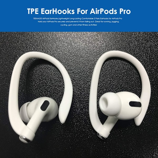 2 par AirPods-kompatible ørekroker, sportsørepropper for løping, jogging, sykling, treningssenter og andre treningsaktiviteter (svart)