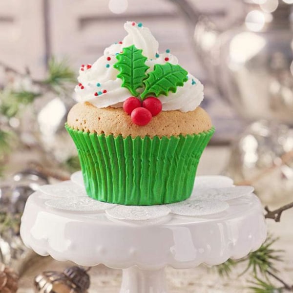 200 stk. julecupcakes pyntet med røde og grønne cupcakes til jul