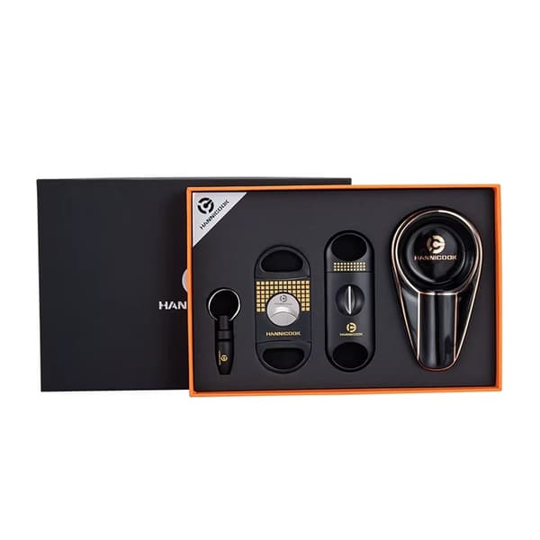 Cigarrkit / Cigarrset i presentförpackning - Askfat, V-cut & Cigarrverktyg