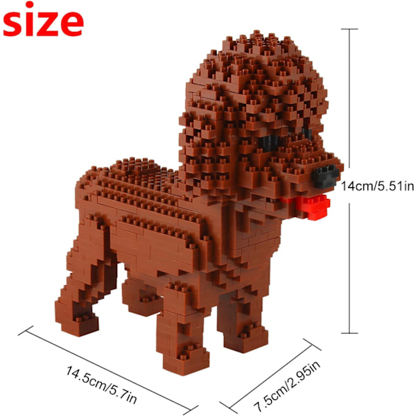 Mikro Byggeklodser Mini Kæledyrs Byggelegetøj Klodser til børn Poodle 6 x 3 x 6 inches
