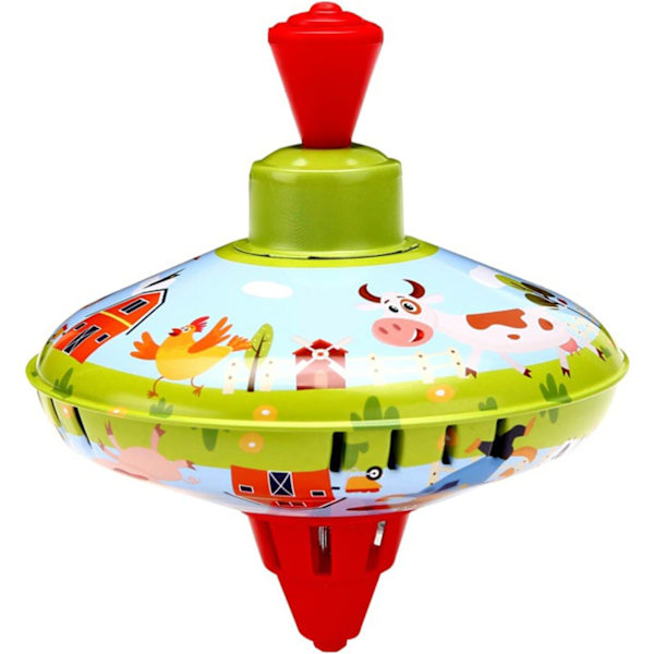 Cartoon Animal Print Rotating Tin Faced Metal Finger Top Well Balanced Top for Adults and Children Green