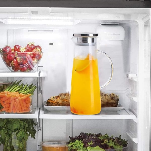 Glaskande, Borosilikatglas og Rustfrit Stål Låg og Kande, Vandkande, Varmebestandig 1500ml