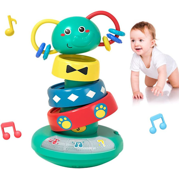Pedagogiska leksaker 1 2 3 år gamla - Montessori leksaker - 1 år gamla flicka pojke presenter - Baby staplingsleksaker 12 månader med musik och ljus