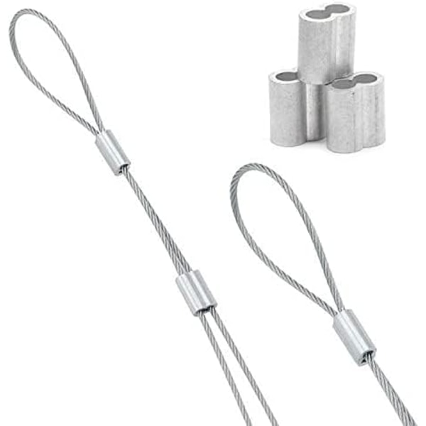 20x Aluminium crimp sleeves med dobbelte ferrules 4,0 mm | Aluminium ferrules, crimp clip, pressemuffer, crimp sleeves, wire rope-forbindelser