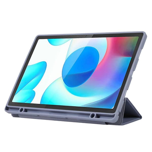 Fodral för Samsung Galaxy Tab A9+ Tri-fold Ställ PU Läder Tablet Skydd med Pennhållare
