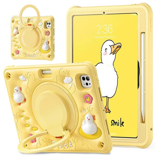 Fodral för iPad Pro 11 (2024) Tecknad Anka Ställ PC+Silikon+TPU Tablettskydd