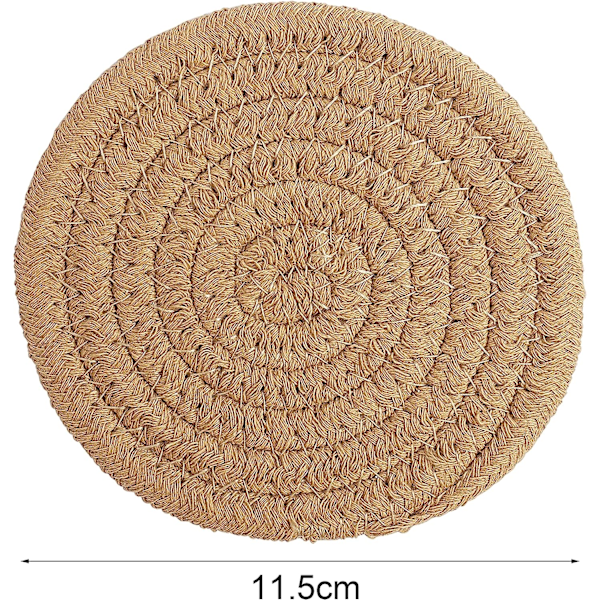6 kappaletta espressojuoma-alustoja, 11,5 cm pyöreät kudotut alustat, imukykyiset kudotut juoma-alustat, lämmönkestävät alustat