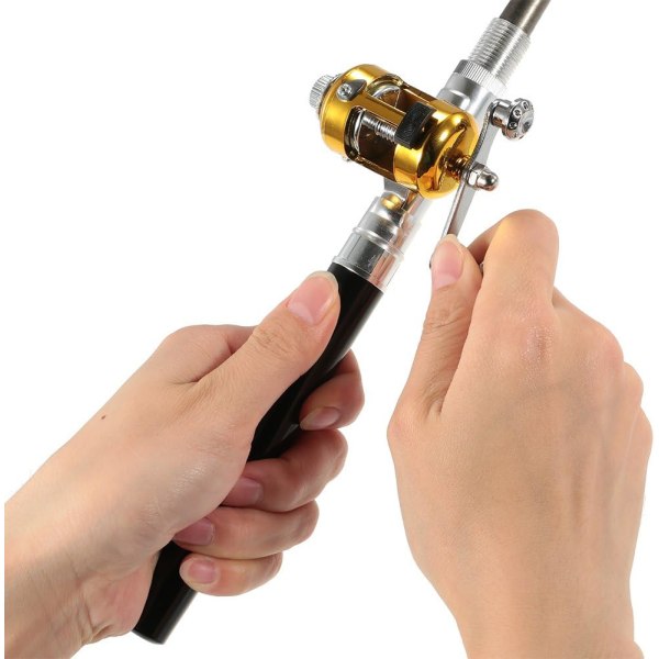 Fiskspö Rulle Combo Set, Mini Teleskopisk Bärbar Pocket Penna Fiskspö Spö, Aluminium Legering Fiske Rulle