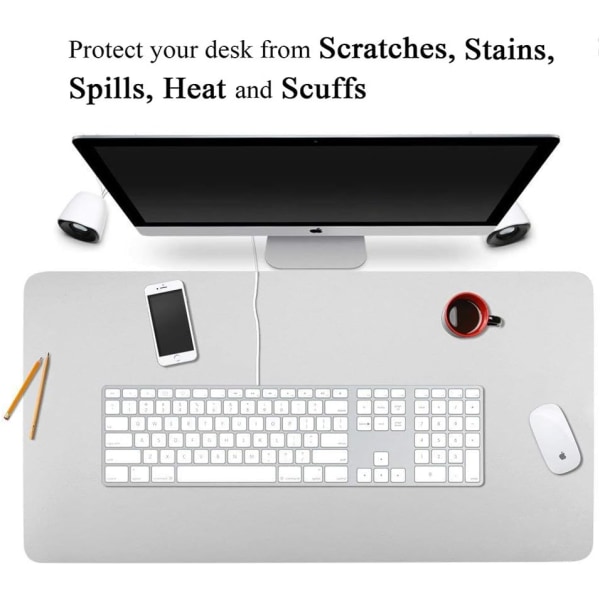 Skrivbordsunderlägg, stor dubbelsidig kontorsbordsmatta i läder, halkfri vattentät tangentbordsmus
