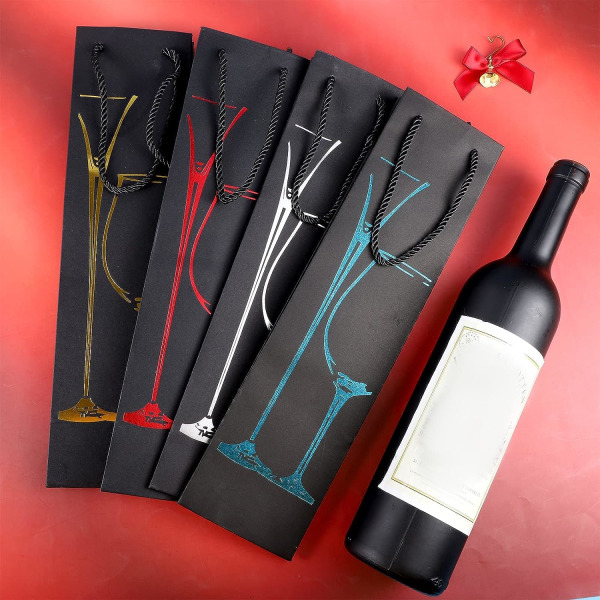 8-pack vinpåsar, premium vin champagnepapper Snygga holografiska vinpåsar med robusta rephandtag