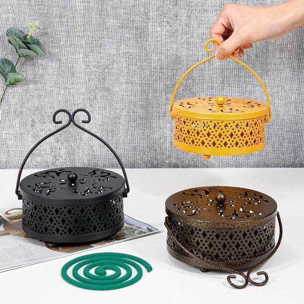 Myggespiralholder, Retro bærbar myggespiralbrænder til hjem og camping (sort)