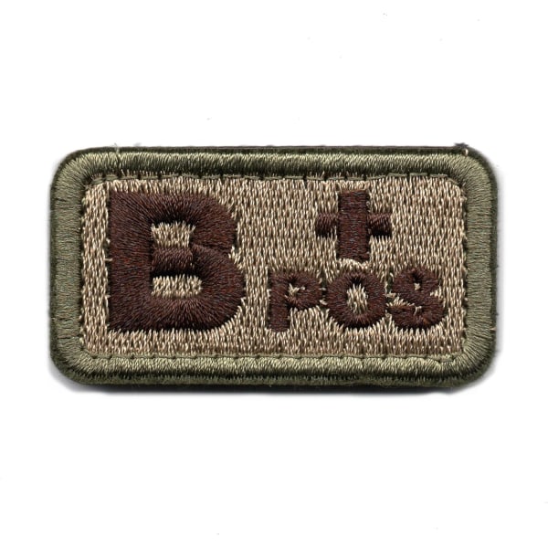 Utendørs taktisk blodtype B+ positiv POS borrelås patch brodert moral militærmerke