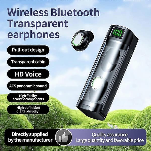 Typ A BQ60 Transparent Skal Utskjutbara TWS Bluetooth Hörlurar Gaming Öronproppar HD Samtal In-Ear