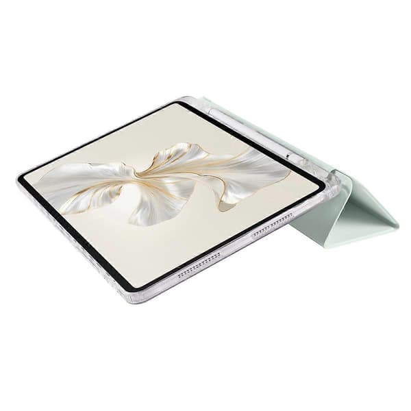 Fodral för Honor Pad 9 Tri-Fold Ställ Läder+TPU+Akryl Klar Baksida Tablet Skydd