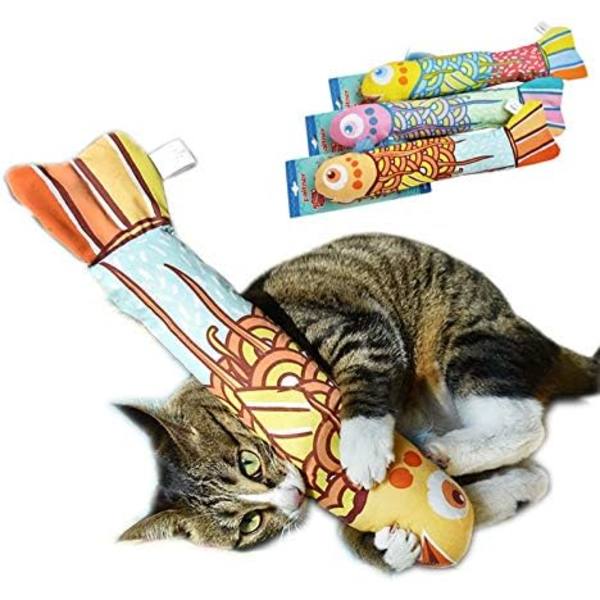 Fisk katt sparkar leksaker för inomhus kattungar, 3-pack