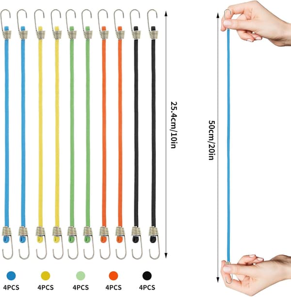 20-pack gummistroppar med krokar - Mini gummiband - Med krokar - Justerbart gummiband