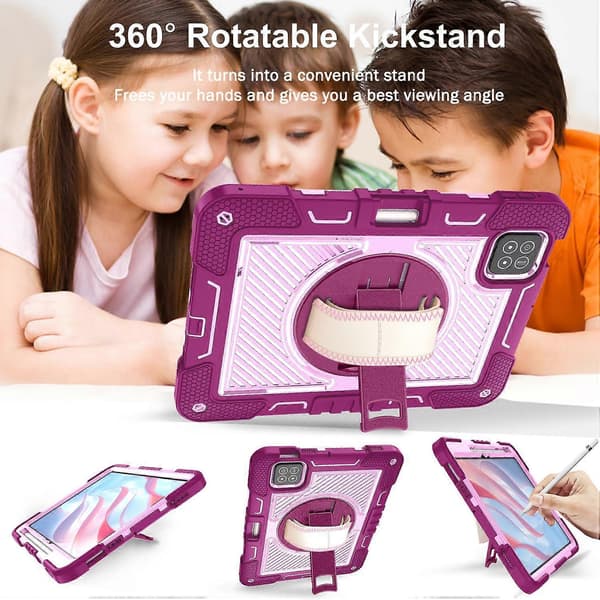 Fodral för Xiaomi Pad 7 Pro/7 Silikon+PC Ställbart Tabletskydd med Axelrem - Rosa+Pink