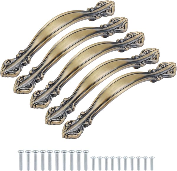 Vintage Skåpsknoppar Antik Bågehandtag Möbeldörrhandtag Grön Brons Pack om 5