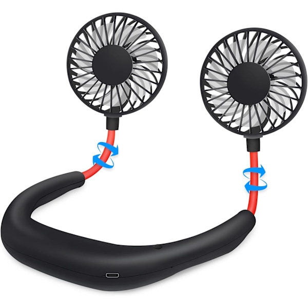 Halsventilator Bærbar Håndholdt Håndfri USB Ventilator Mini Sports Hals Hængeventilatorer Skrivebord Små Ventilatorer Kontor Lille Perfekt Black