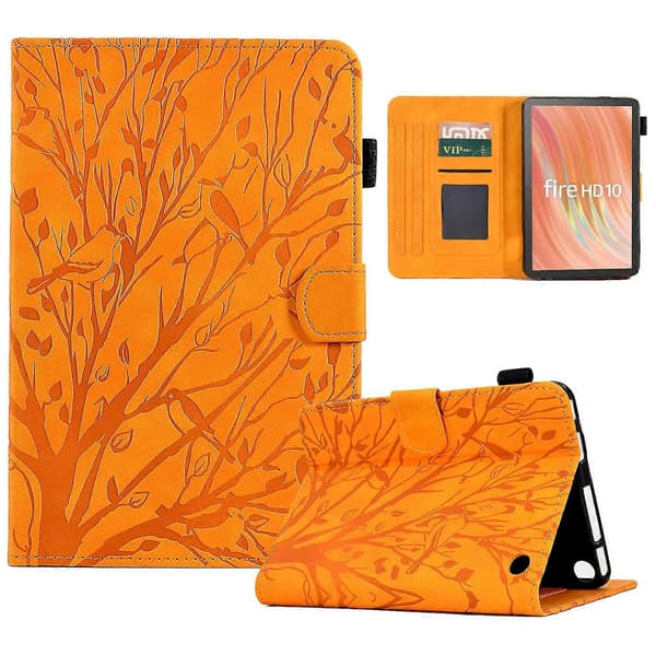 A8 Amazon Fire HD 10 (2023) -tabletin jalustakotelo, nahkaa, korttipaikoilla
