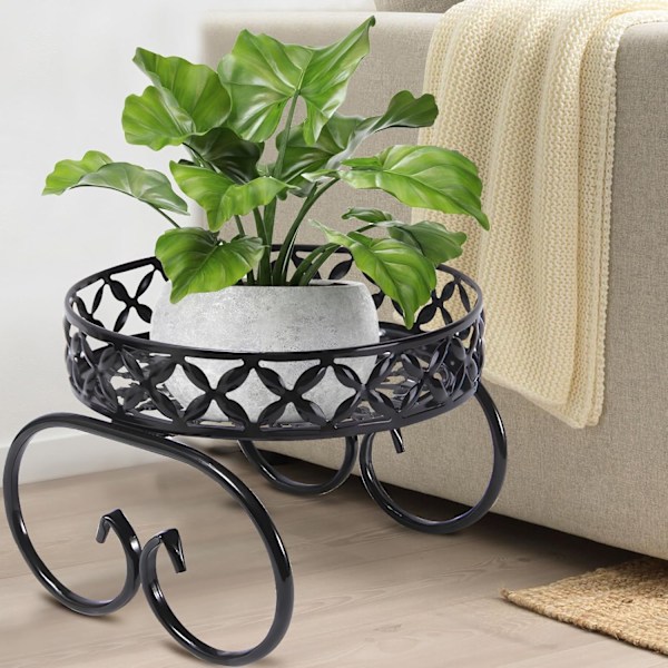 Black Indoor Plant Stand,Metal Plant Holder for Multiple Plants, Rustproof Plant Shelf,Round Flower Pot Holders,Garden Display Flower Shelf