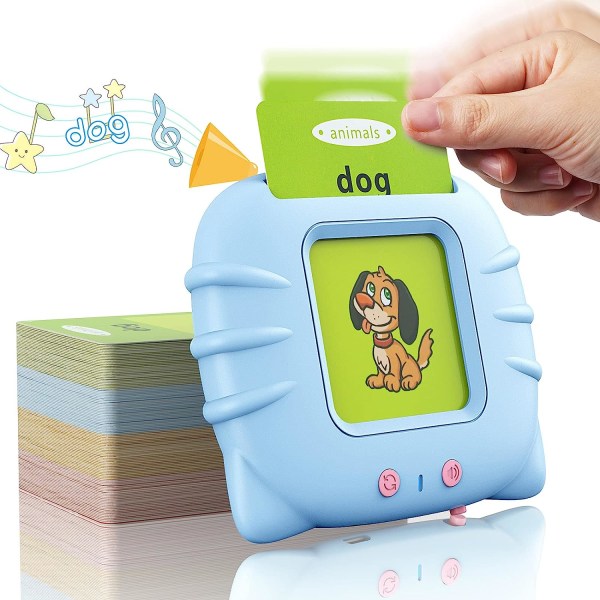 Toddler Toys Flash Card Læringslegetøj 1-6 år, Toddler Educational Toys, 112 Flash Card Legetøj og Bedste Fødselsdagsgaver til Børn (Blå)