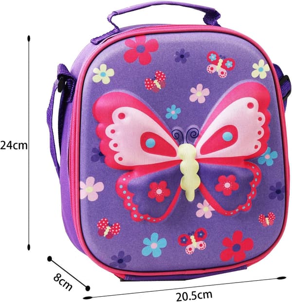 Lunsjposer for barn, 3D isolert gjenbrukbar LunchTote kjøler lunsjboks for jenter gutter lunsjmatpose
