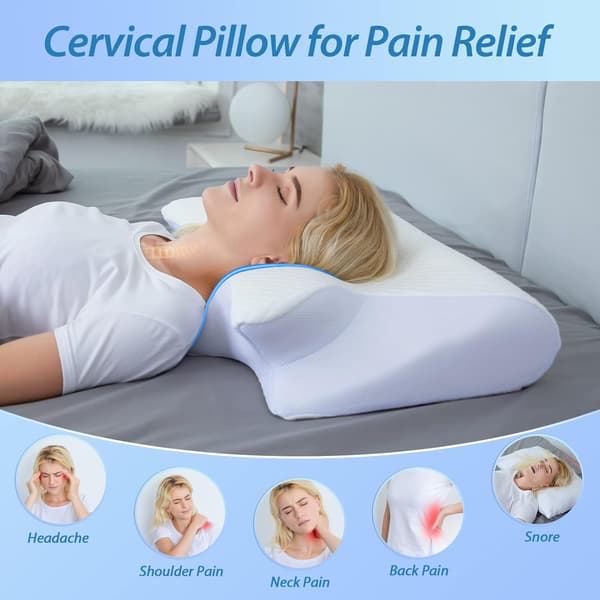 Ergonomisk Cervical Kudde, 2 i 1 Ortopedisk Memory Foam Nackkudde, 60 x 40 x 11/13cm