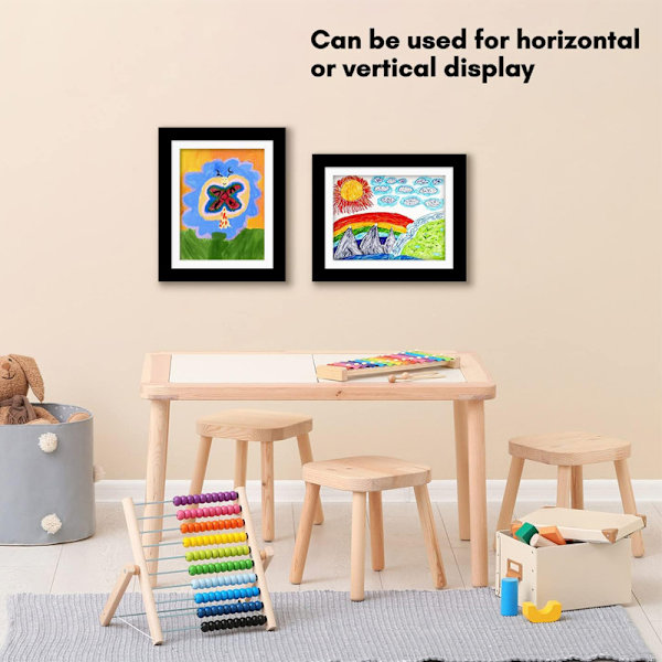 Barnerammer for kunst - Enkle rammer for å bytte kunstverk, tegninger og bilder for vegg og bordplate White