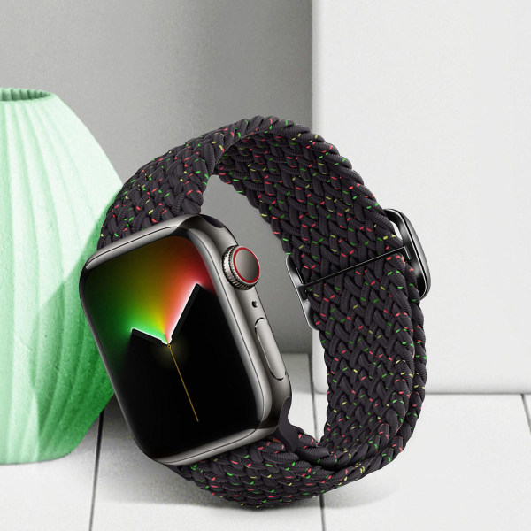 Kompatibel med Apple Watch-armband 41mm / 40mm / 38mm flätat nylon melerat svart