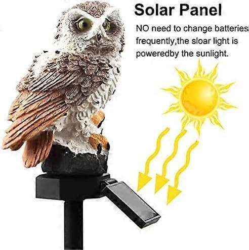 Havepynt Udendørs Ugleformet Lys LED Solar Have Lys Ugle Plænelampe Vandtæt