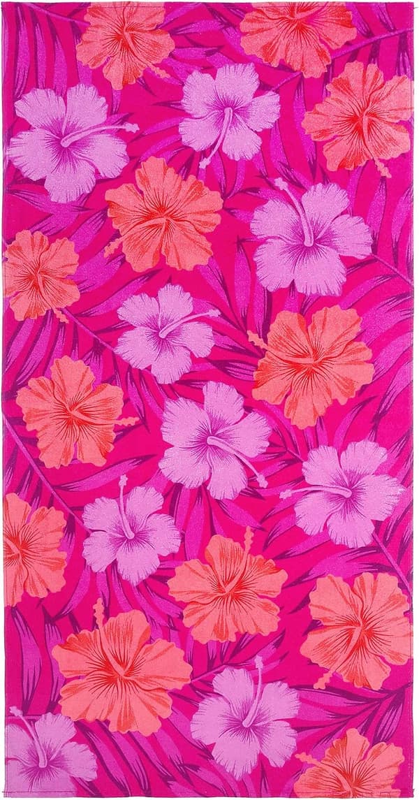 Färgglada, mjuka, absorberande Hibiscus Reactive strandhanddukar, 4-pack