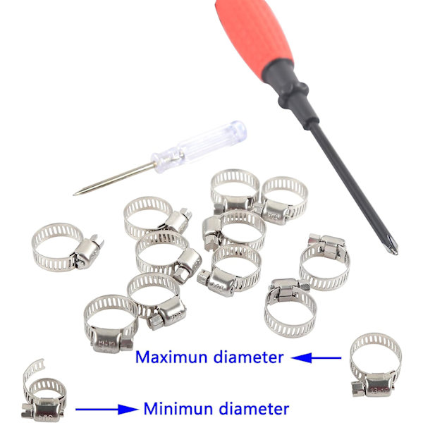 Slangeklemme Klemmer 21-38mm Justerbar 304 Rustfrit Stål Slangeklemmer Vandslange Skruer til Familie Vandslange, Brændstofrør, Bilrørsklemmer 10STK