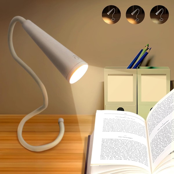 4-in-1 LED-kannettava lukulamppu, Ladattava lukulamppu 3 valaistustasolla ja 3 kirkkausasteella, 360° joustava lukulamppu Blanco