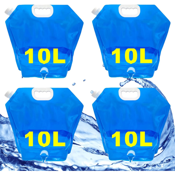 Hopfällbar vattenpåse 10 liter lämplig för nödsituationer, camping, BPA-fri