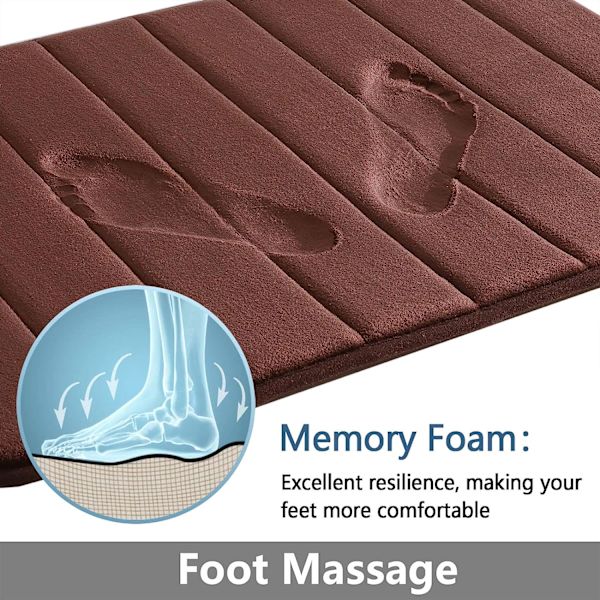 Memory Foam Bløde Bademåtter - Skridsikre Absorberende Badeværelsestæpper Gummibagside Løb