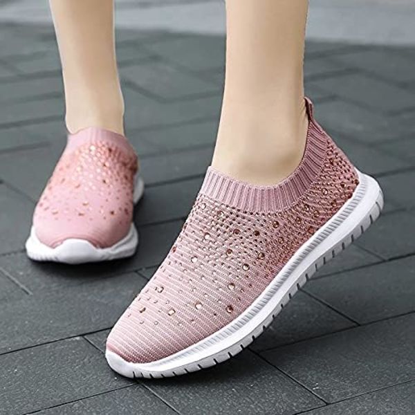 Kvinners krystall pustende ortopediske slip-on gåsko, ultralette pustende buesupport sneakers, 41