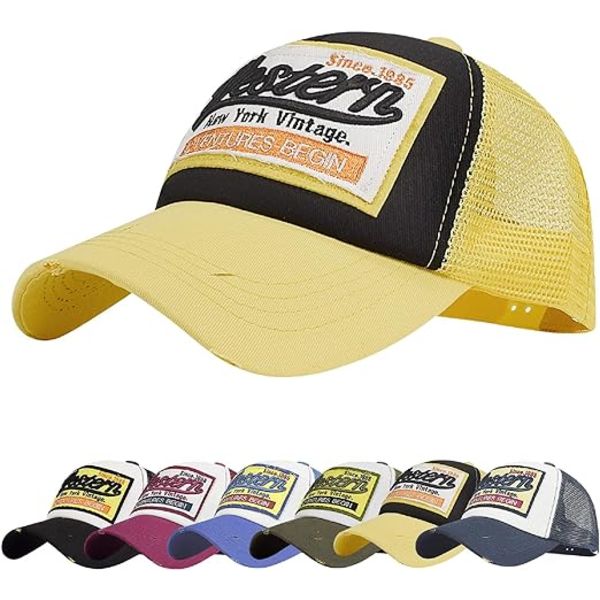 Baseball-lippis, verkkolippikset, unisex, kirjailtu kirjainpaikka, rento lippikset, hip hop -aurinkolippikset Yellow