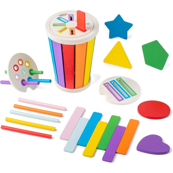 Barnleksaker för att lära sig färger, sorteringslekar, pluggspel, pedagogiska spel från 2 år, träleksak baby, motorleksak, present color 1